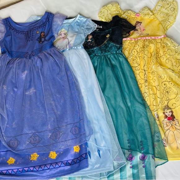 Disney Princess Dress-Up Dresses in Blue Light Blue Teal Yellow